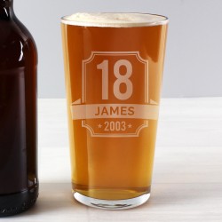 Personalised Pint Glass Birthday ANY AGE & NAME Beer Glass