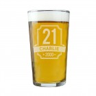 Personalised Pint Glass - Birthday - ANY AGE & NAME - Beer Glass - 18th 21st 50th 70th Special Birthday Gift