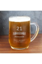 Personalised Tankard Glass - Birthday - AGE & NAME - Beer Glass - 18th 21st 50th 70th Special Birthday Gift