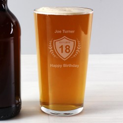 Personalised Pint Glass Birthday AGE NAME DATE Beer Glass