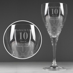 Personalised Cut Crystal Wine Glass Birthday AGE & Message