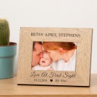 Personalised Newborn Love At First Sight Photo Frame Gift Keepsake Engraved Birth New Born Baby Christening