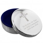Personalised Silver Cross Trinket Box - Ideal For Rosary Beads - Holy Communion - Baptism - Christening