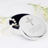 Personalised Silver Cross Trinket Box - Ideal For Rosary Beads - Holy Communion - Baptism - Christening