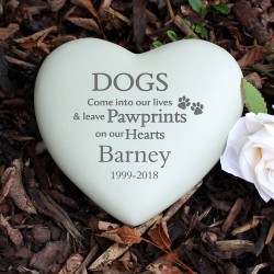 Dog Memorial Personalised Dogs Paw Prints Heart Memorial Grave Marker