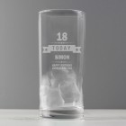 Personalised Hi Ball Glass Birthday ANY AGE, NAME, Message