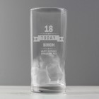 Personalised Hi Ball Glass - Birthday - ANY AGE, NAME, Message - Drink Glass - 18th 21st 50th 70th Special Birthday Gift