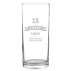 Personalised Hi Ball Glass Birthday ANY AGE, NAME, Message