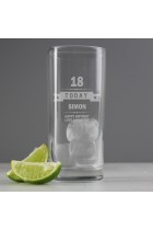 Personalised Hi Ball Glass - Birthday - ANY AGE, NAME, Message - Drink Glass - 18th 21st 50th 70th Special Birthday Gift