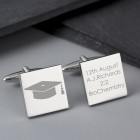 Personalised Engraved Square Cufflinks Graduation Mens Cufflinks Gift Mens University Gift Jewellery Gift Cufflinks Graduation Present