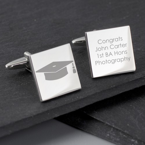 Personalised Engraved Square Cufflinks Graduation Mens Cufflinks Gift Mens University Gift Jewellery Gift Cufflinks Graduation Present