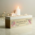 Personalised Floral Watercolour Triple Tea Light Box , Birthday Gift , House Warming Gift , Gift for Couples , Wedding , Anniversary