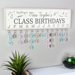 Personalised Classroom Office Birthday Planner Plaque with Customisable Discs, Teacher Birthdays, Student, Family & Friends Birthday Planner