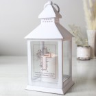 Personalised Floral Cross White Lantern, Beautiful Grave Marker, Memorial gift, In Memory, Candle, Remembrance, White Lantern, Lamp