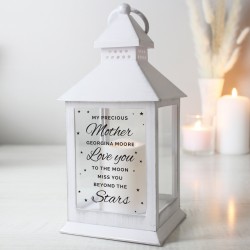 Personalised Miss You Beyond The Stars White Lantern, Grave Marker, Memorial gift, In Memory, Candle, Remembrance, White Lantern, Lamp