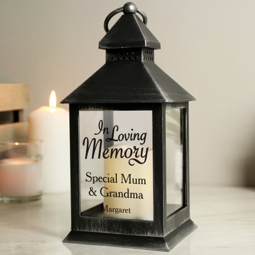Personalised In Loving Memory Rustic Black Lantern, Grave Marker, Memorial gift, In Memory, Candle, Remembrance, Black Lantern, Lamp