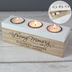 Personalised In Loving Memory Triple Tea Light Box , In Memory, Memorial Gift, Remembrance Gift, RIP Gift, Memorial Candle