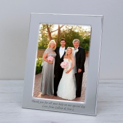 Personalised Engraved Any Message Silver Plated Photo Frame, Custom Message, Bride Groom Gift, Couple Mr & Mrs, Wedding Day, Christmas Gift