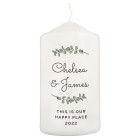 Personalised Botanical Pillar Candle, Personalized Pillar Candle, Wedding Candle, Gift For Mum , Birthday Gift For Mum, Mothers Day Gift