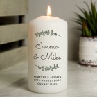 Personalised Botanical Pillar Candle, Personalized Pillar Candle, Wedding Candle, Gift For Mum , Birthday Gift For Mum, Mothers Day Gift
