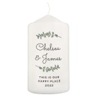 Personalised Botanical Pillar Candle, Personalized Pillar Candle, Wedding Candle, Gift For Mum , Birthday Gift For Mum, Mothers Day Gift
