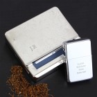 Personalised Tobacco Rolling Tin and Silver Lighter Set Gift Set Smoking