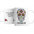 Personalised Mug Sugar Skull, Halloween Mug, Spooky Mug, Witchs Mug, Ceramic Mug