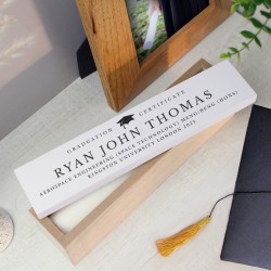 Personalised Graduation Wooden Certificate Holder, Exam Results, Weldone