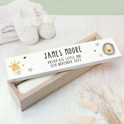 Personalised Safari Animals Wooden Certificate Holder, New Baby Registration, Birth Certificate, Baby Nursery, New Baby Gift