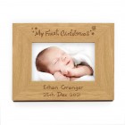 My First Christmas Personalised Photo Frame - Christmas Gift - Christmas Photo - 6x4 Oak Finished Photo Frame - Baby Christmas Present