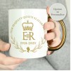 Personalised Queens Commemorative Wreath Gold Handle Mug - In Memory of Her Majesty Queen Elizabeth II