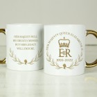 Personalised Queens Commemorative Wreath Gold Handle Mug - In Memory of Her Majesty Queen Elizabeth II