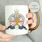 Personalised Queens Commemorative Union Jack Gold Handle Mug - In Memory of Her Majesty Queen Elizabeth II