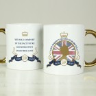Personalised Queens Commemorative Union Jack Gold Handle Mug - In Memory of Her Majesty Queen Elizabeth II