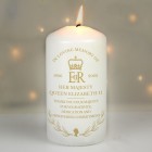 Personalised Queens Commemorative Wreath Pillar Candle - In Memory of Her Majesty Queen Elizabeth II