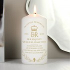 Personalised Queens Commemorative Wreath Pillar Candle - In Memory of Her Majesty Queen Elizabeth II