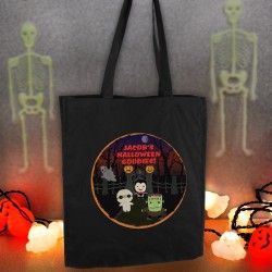 Personalised Spooky Treats Black Cotton Bag, Halloween Trick or Treat, Halloween Tote Bag, Shopping Bag, Tote Bag, Pumpkin, Ghosts, Ghouls