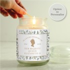 Personalised Queens Commemorative Large Vanilla Scented Candle - In Memory of Her Majesty Queen Elizabeth II - Scented Candle
