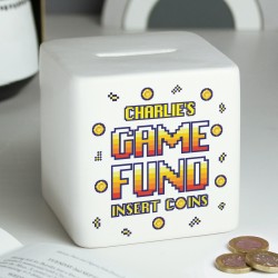 Personalised Square Money box Gaming Fund Ceramic