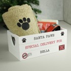 Personalised Dog Pet Christmas Box - Santa Paws White Wooden Crate - Christmas Eve Box - Christmas Gift - Christmas Gift For Dogs