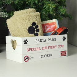 Personalised Dog Pet Christmas Box - Santa Paws White Wooden Crate - Christmas Eve Box - Christmas Gift - Christmas Gift For Dogs