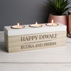 Personalised Any Message Triple Tea Light Box , Triple Tea Light Holder, Tea Lights , Diwali Gift, Festival of Light, Birthday Christmas