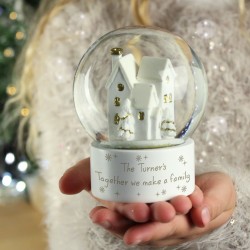Personalised Message Village Glitter Snow Globe - Christmas Globe - Family Glitter Globe For Her or Him