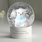 Personalised Any Message Polar Bear Snow Globe - Christmas Globe - Christmas Gift For Girls or Boys - Glitter Globe