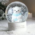 Personalised Any Message Polar Bear Snow Globe - Christmas Globe - Christmas Gift For Girls or Boys - Glitter Globe