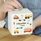 Personalised Square Money box Vehicles Ceramic