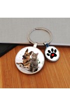 Personalised Photo Pet Key Ring, Dog Key Ring, Cat Key Ring, Paw Print Charm