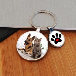 Personalised Photo Pet Key Ring, Dog Key Ring, Cat Key Ring, Paw Print Charm