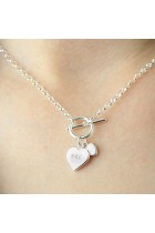 Personalised Hearts T-Bar Necklace, Silver, T-Bar Necklace, Wedding Gift for Wife, Gift For Girlfriend, Birthday Gift for Her