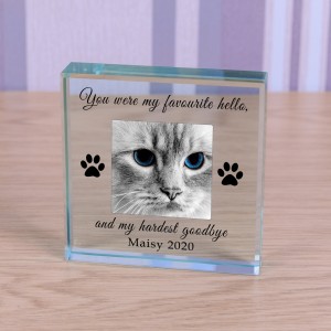 Personalised Pet Memorial Glass Token with Photo – Favourite Hello Personalised Pet Memorial Glass Token with Photo – Favourite Hello